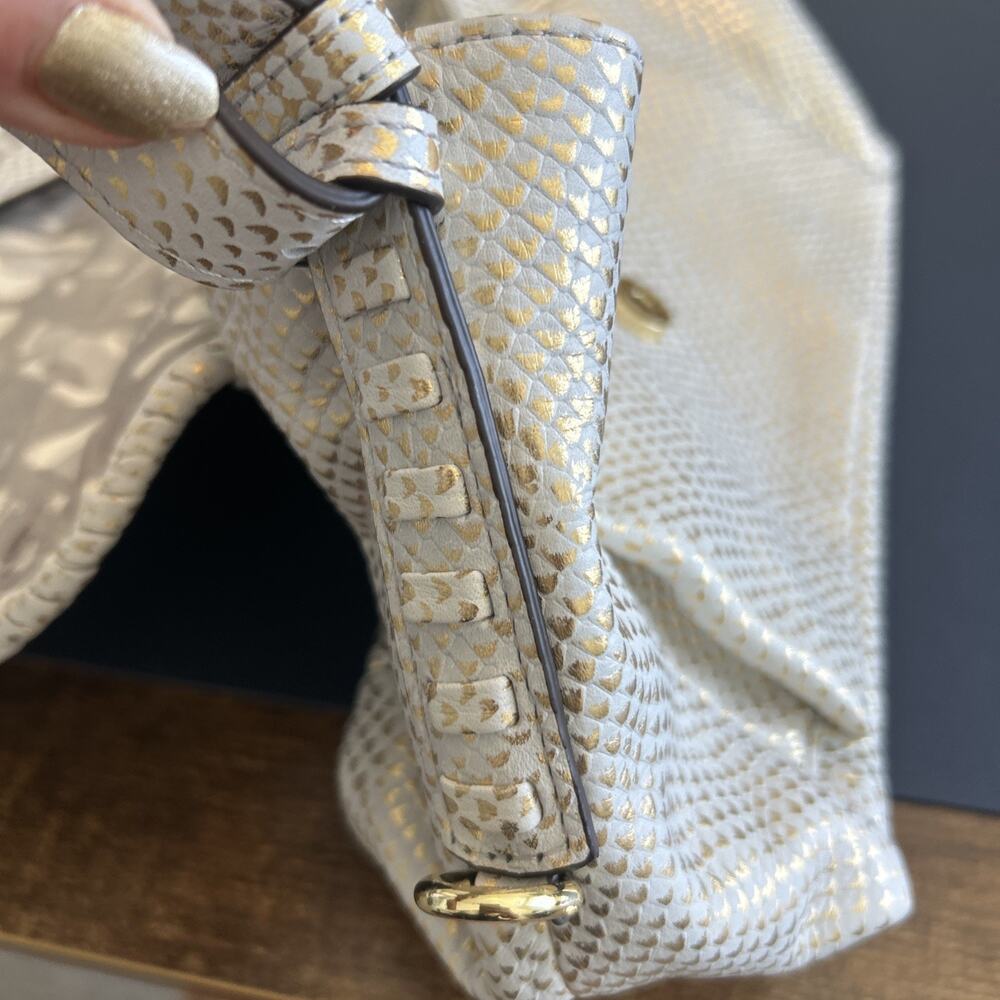 Aimee Kestenberg All For Love Leather Cream & Gold Python Crossbody Bottom Studs - Picture 8 of 12